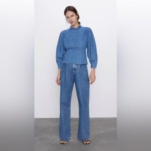 NWT ZARA denim blouse Size : M